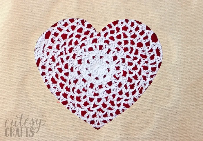 Doily Heart DIY Tote Bag