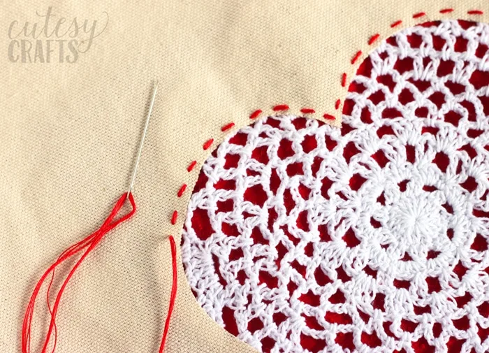 Doily Heart DIY Tote Bag