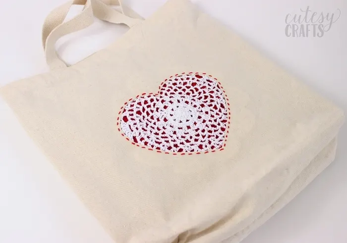 Doily Heart DIY Tote Bag