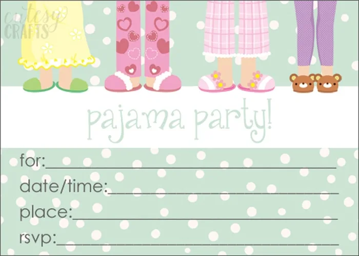 Free Pajama Party Invitation Printable