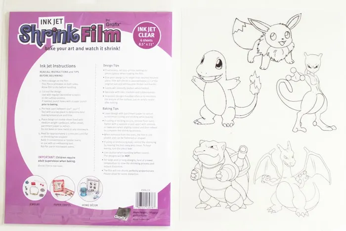 Pokemon Birthday Party Craft - Turn coloring pages into keychains with Shrink Film!