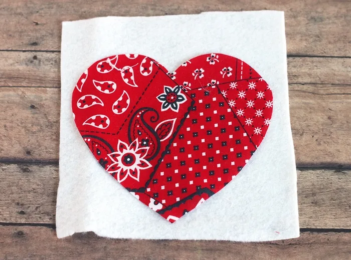 fabric and felt heart