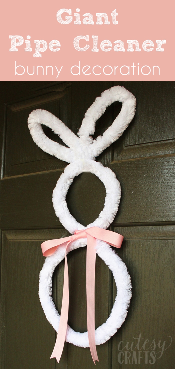 Easter Craft - Make a bunny out of a giant pipe cleaner to make a cute wreath or wall hanging.
