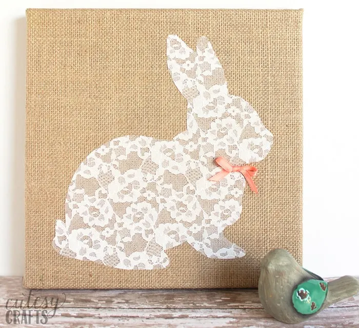 Easter Bunny Craft - Lace Bunny Canvas