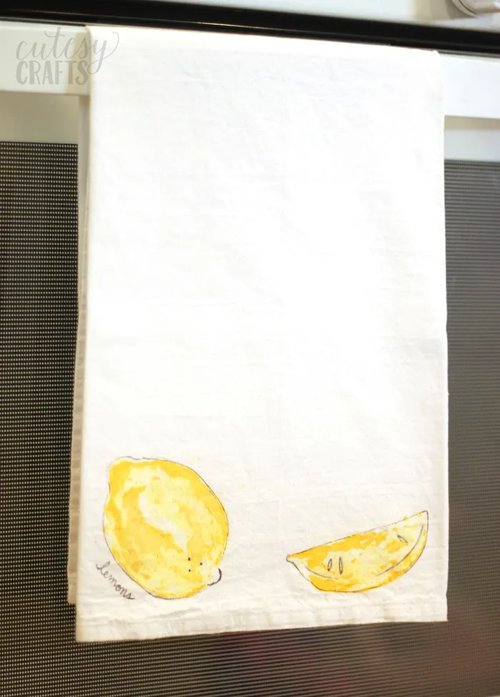 Fruit Stamped Tea Towel Craft