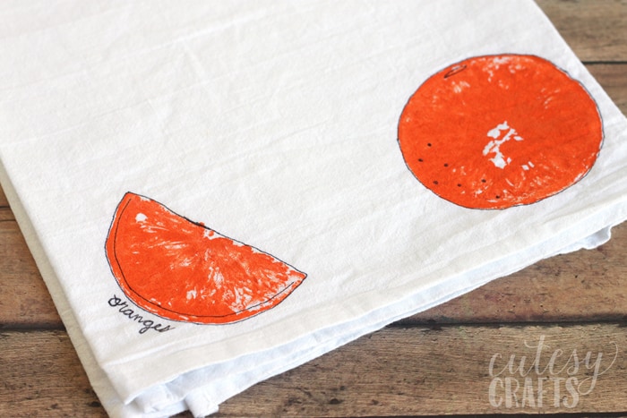 Fruit Stamped Tea Towel Craft