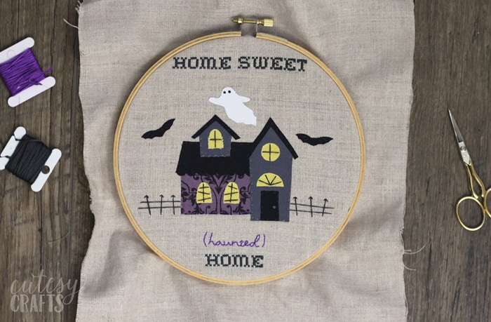 Free Pattern! - Haunted House Halloween Embroidery