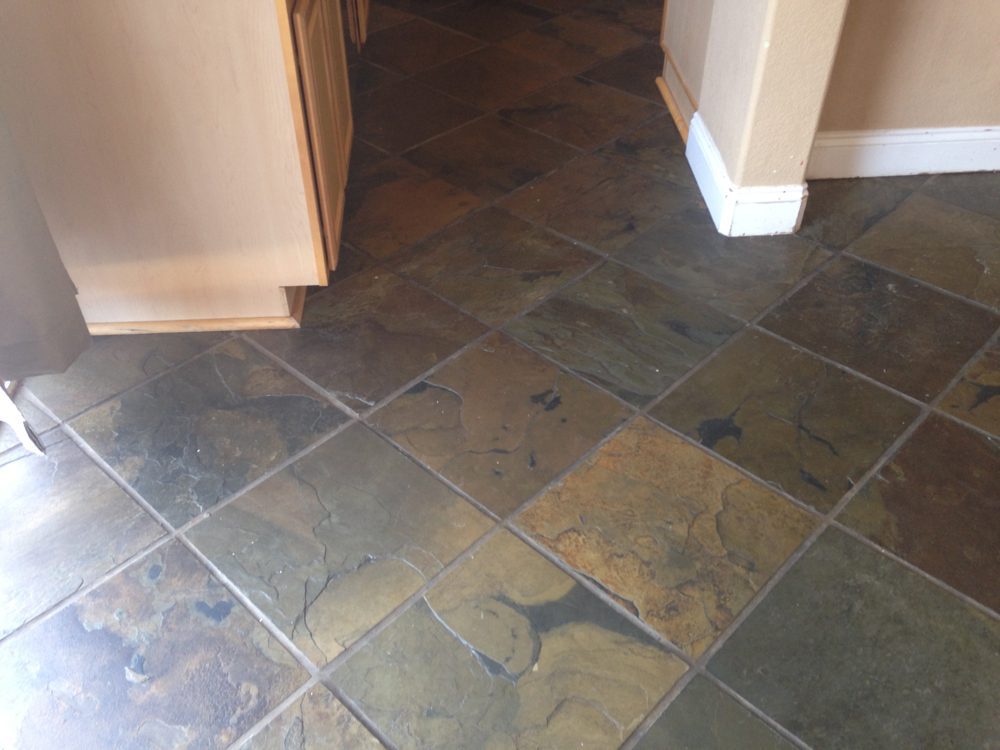 dark slate tile in kitchen