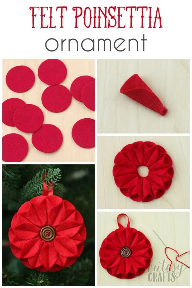 Felt Poinsettia Christmas Ornament