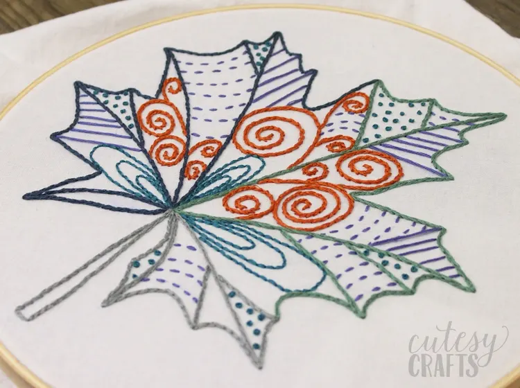 cute leaves pattern easy embroidery set