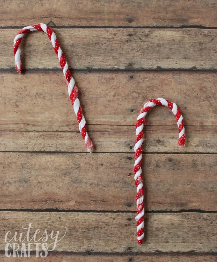 Fabric Scrap Candy Cane Ornaments