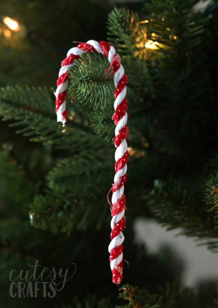 Fabric Scrap Candy Cane Ornaments