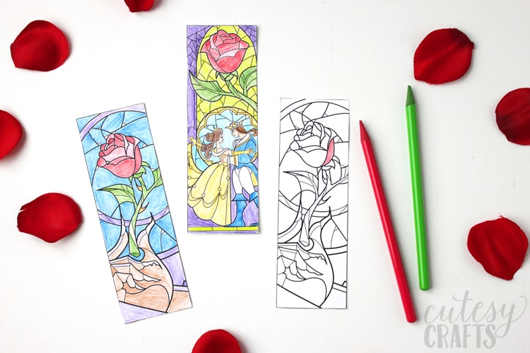 Free Beauty and the Beast coloring page bookmark printables!