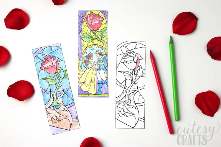 beauty and the beast stained glass coloring page