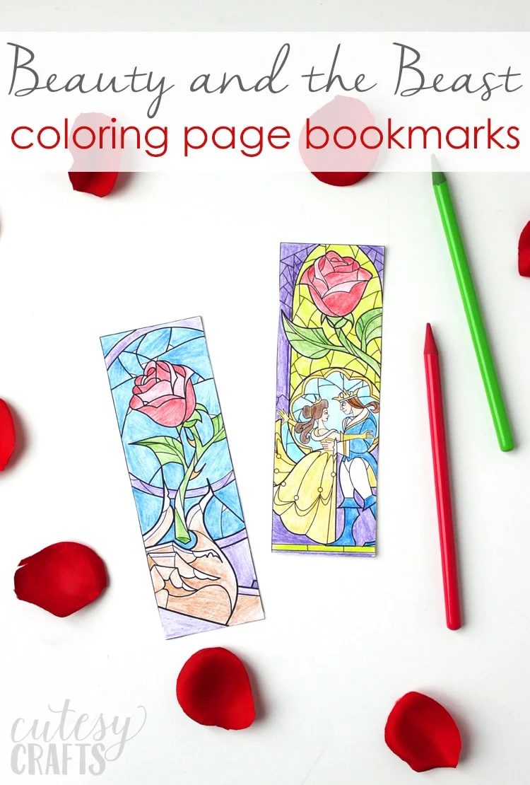 Beauty And The Beast Coloring Page Bookmarks Cutesy Crafts