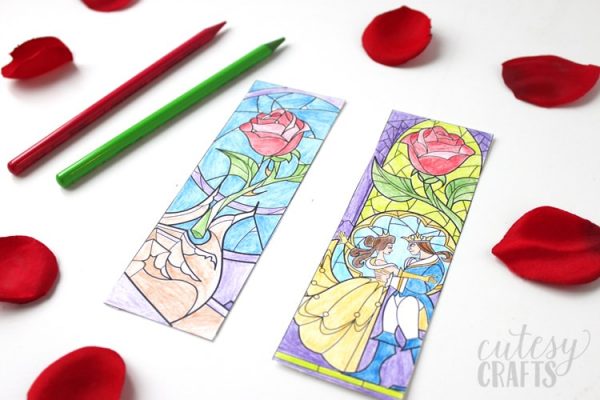 Beauty and the Beast Coloring Page Bookmarks - Cutesy Crafts