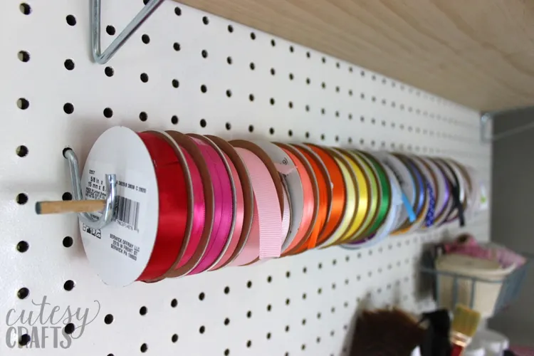 Inexpensive Craft Room Ideas - Ribbon Storage