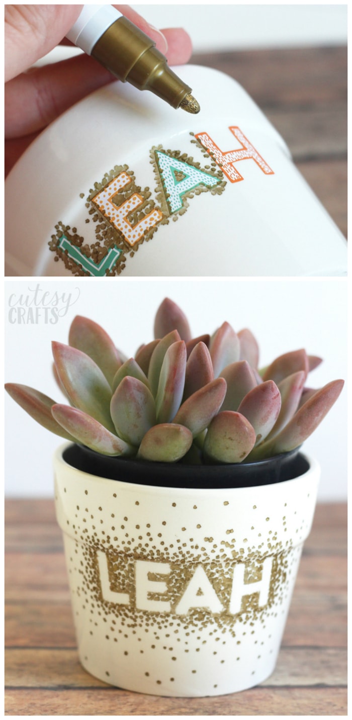 Sharpie Dot DIY Flower Pots