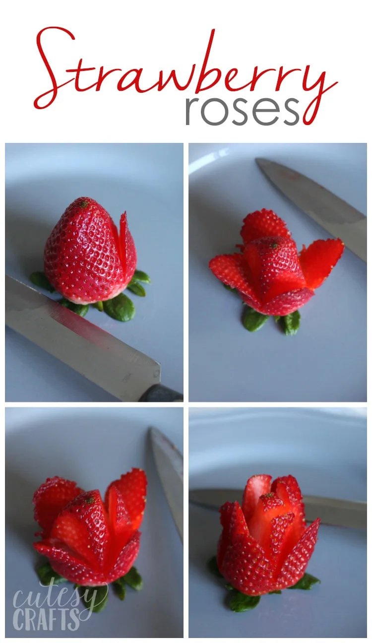 How to make strawberry roses.