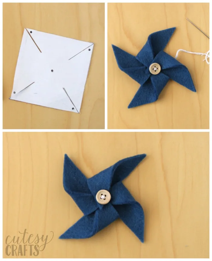 How to make felt pinwheels - Free pinwheel template.