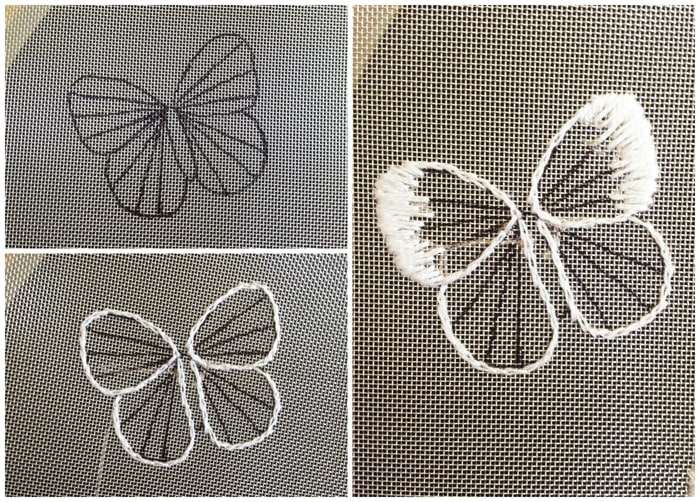 Butterfly Embroidery Hoop on Mesh - Cutesy Crafts