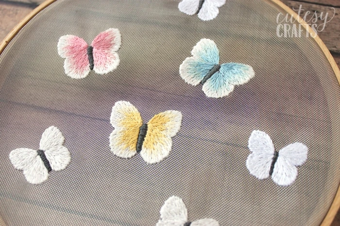Butterfly Embroidery on Mesh - Free Pattern!