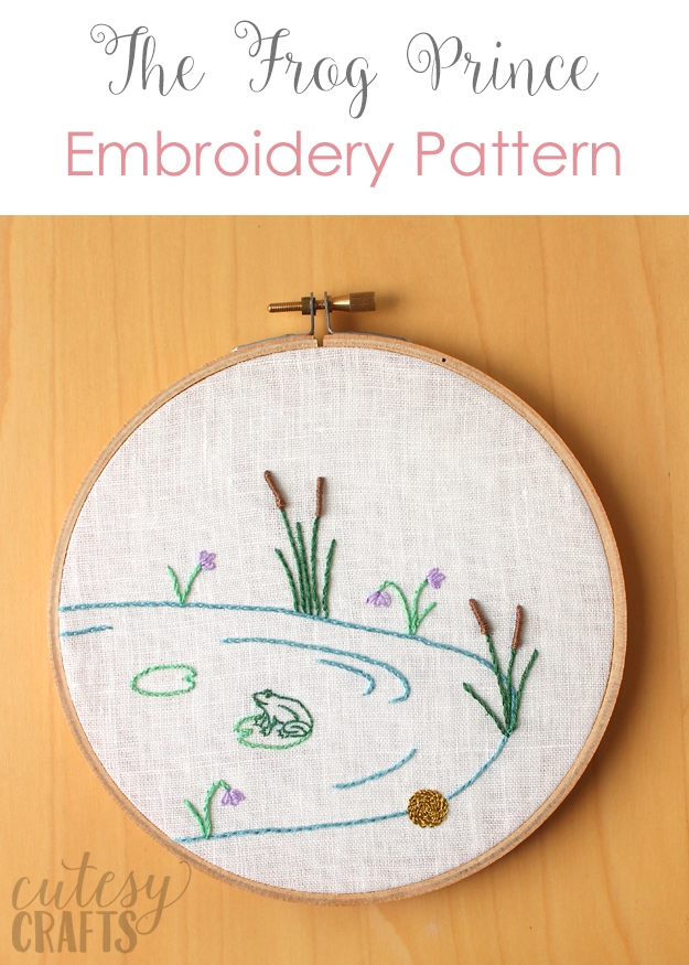 The Frog Prince Fairy Tale Hand Embroidery Pattern