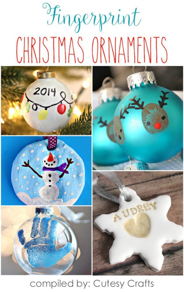 Kid's Fingerprint Handmade Christmas Ornaments - Cutesy Crafts