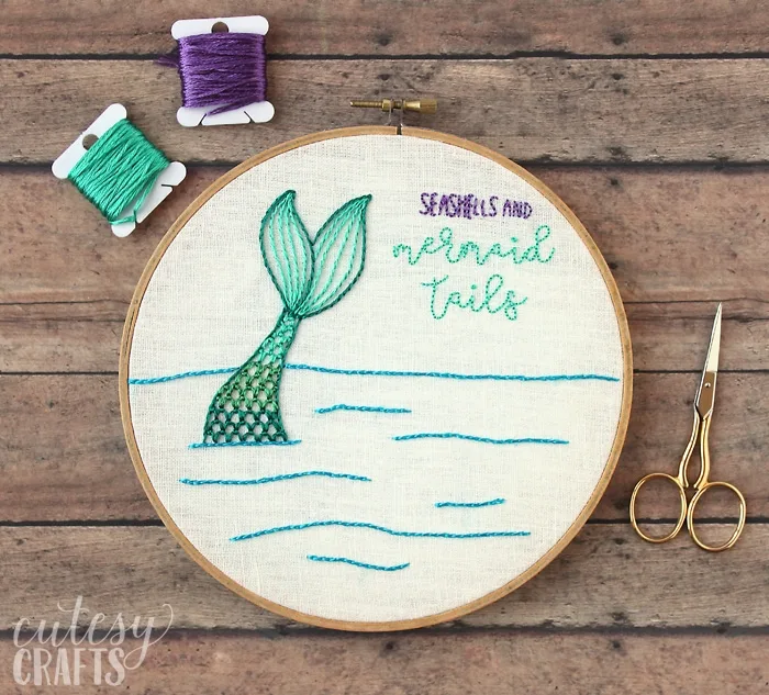 Mermaid Embroidery Hoop Pattern