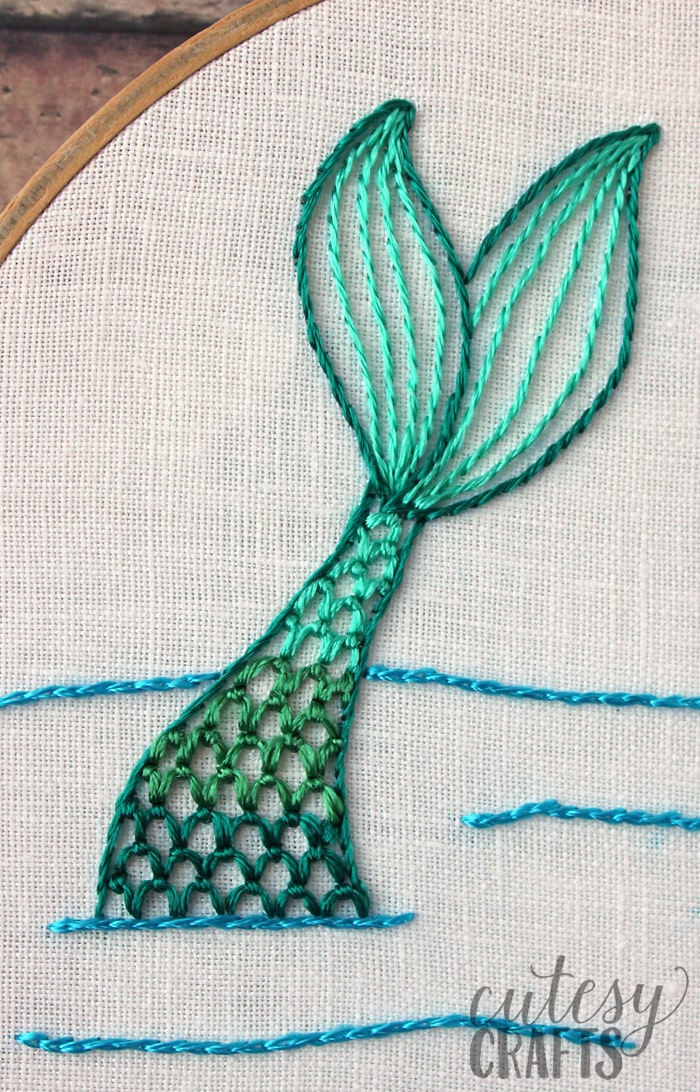 Mermaid Embroidery Hoop Pattern