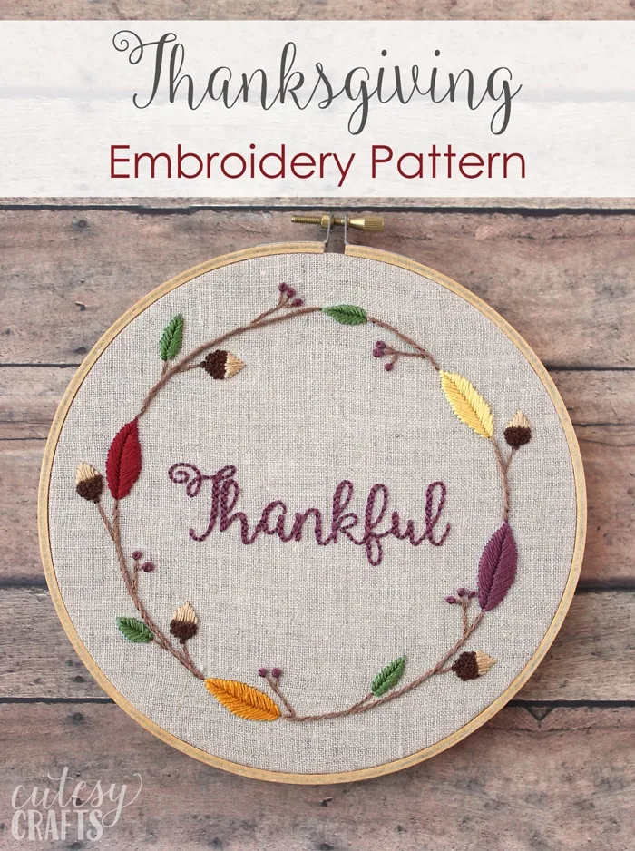 Thankful Digital Download Embroidery Hoop Art PDF Pattern with Instructions