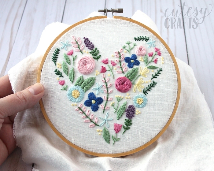Heart Flower Embroidery Design