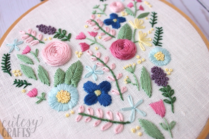 Floral Heart Embroidery Pattern