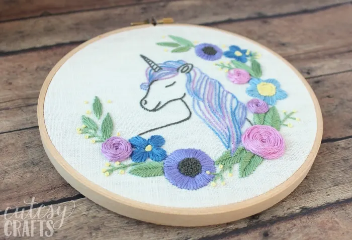 Floral Unicorn Embroidery Pattern