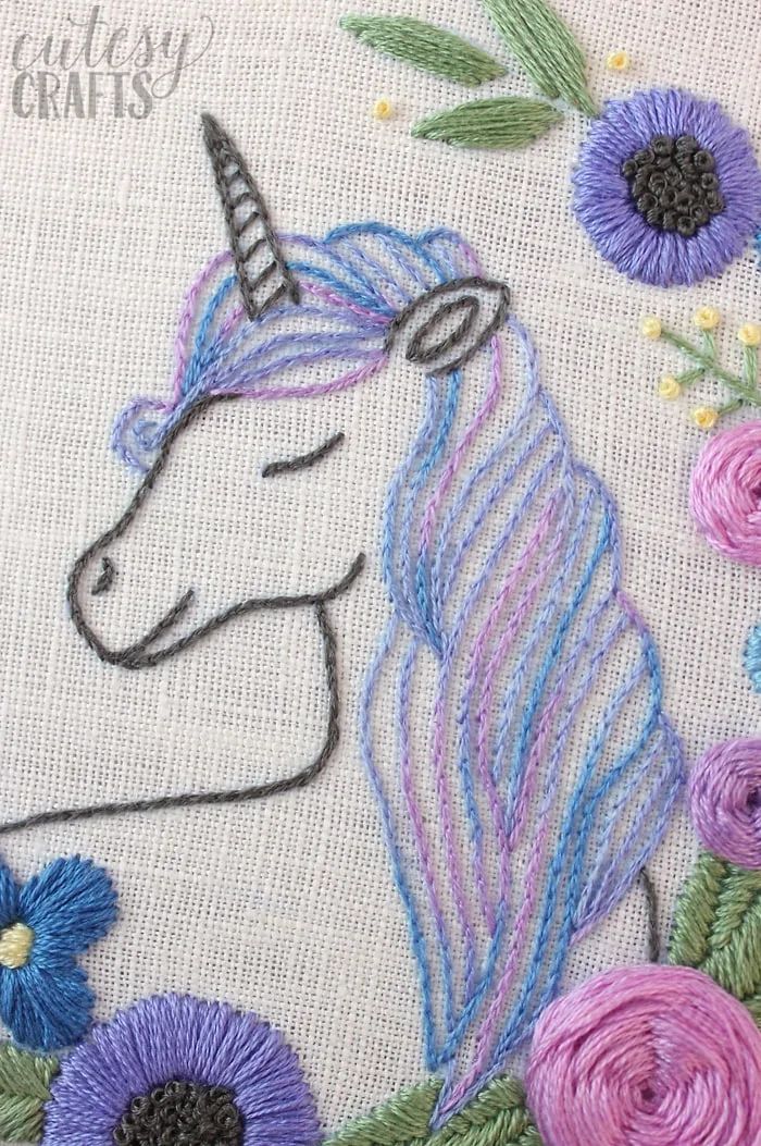 Floral Unicorn Embroidery Pattern