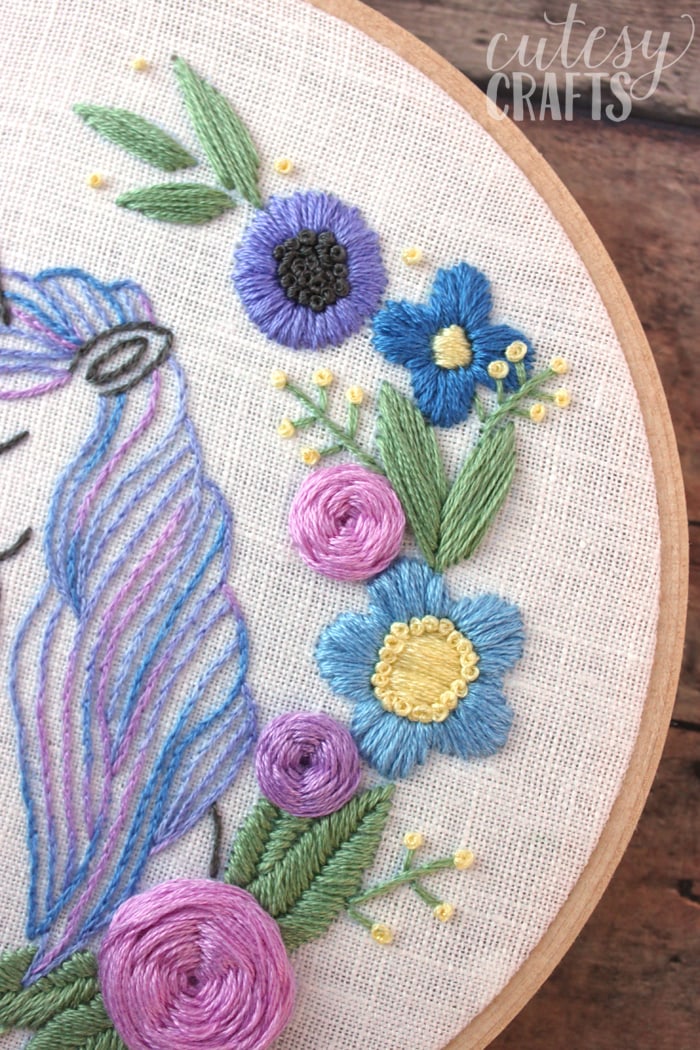 Floral Unicorn Embroidery Pattern - Cutesy Crafts