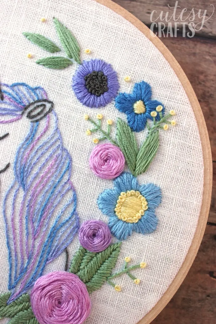 Floral Unicorn Embroidery Pattern