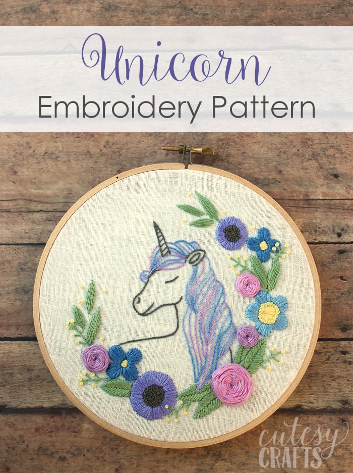 Free Floral Unicorn Embroidery Pattern!