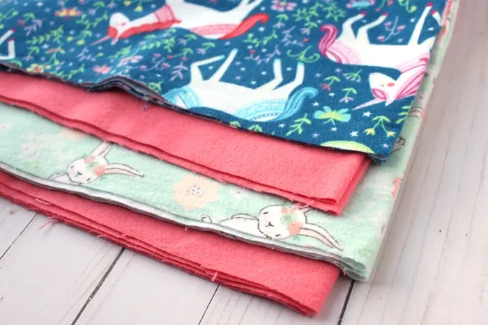 rabbit and unicorn flannel fabric