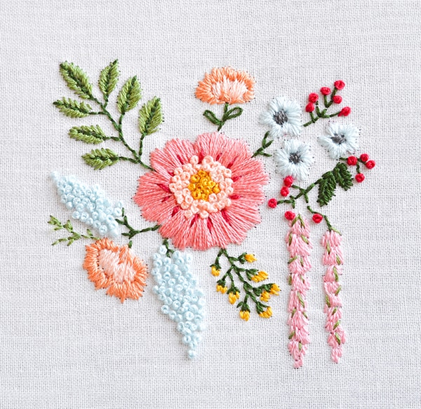 Hand Embroidery Flower Design for Cushion Cover