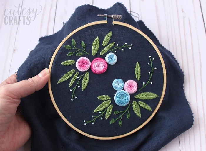 Blue Floral Embroidery Pattern