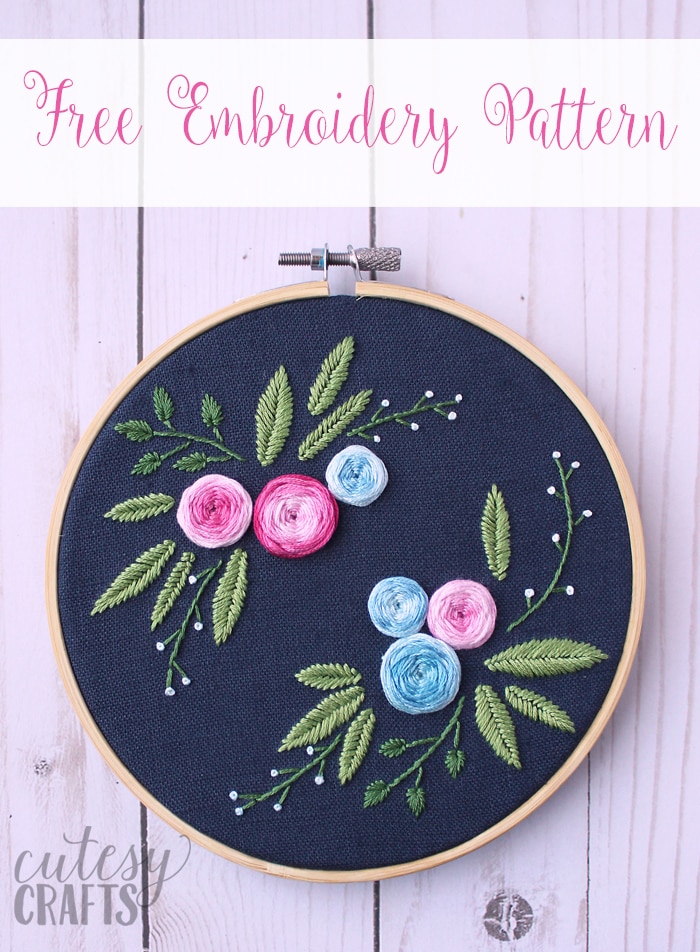 Free Blue Floral Embroidery Pattern