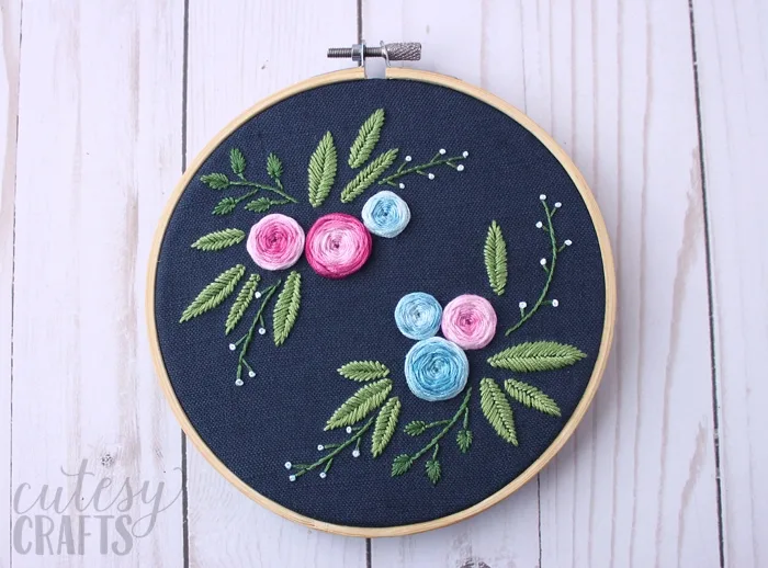 Blue Floral Embroidery Hoop