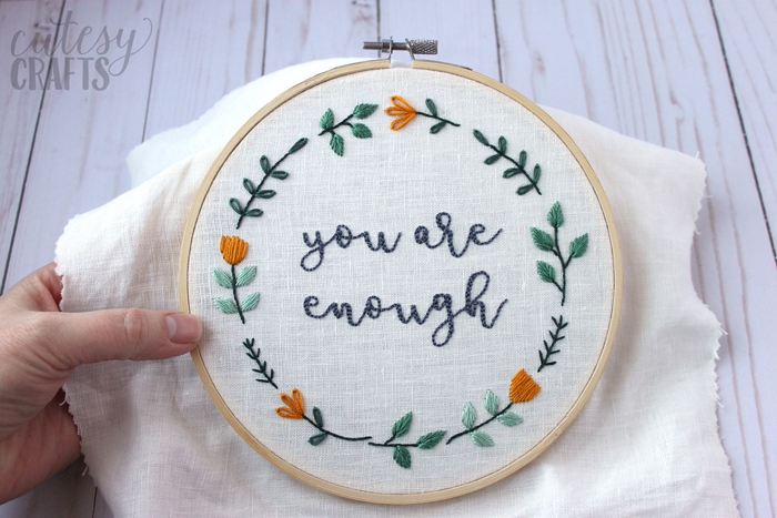 You Are Enough Hand Embroidered Quote Cutesy Crafts