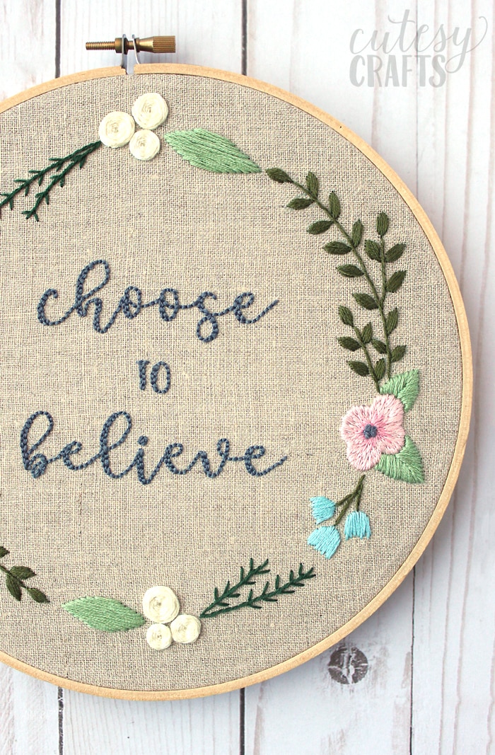 Positive thinking embroidery design