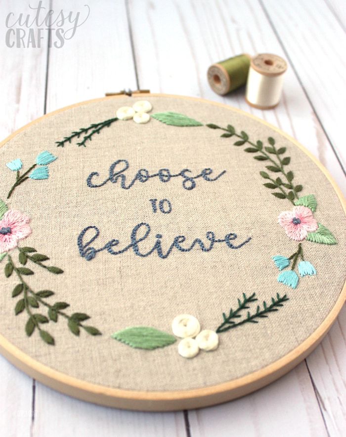 Embroidery design with Believe