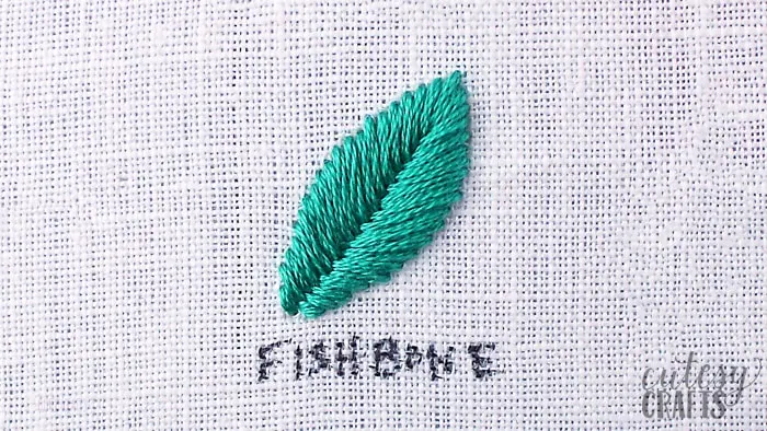 embroider leaves with the fishbone stitch