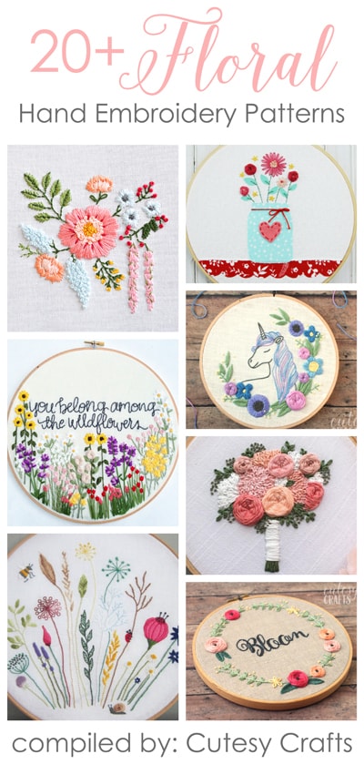 35+ Printable Flower Embroidery Patterns - Cutesy Crafts