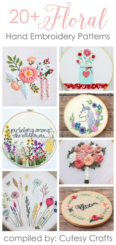35 Printable Flower Embroidery Patterns  Cutesy Crafts