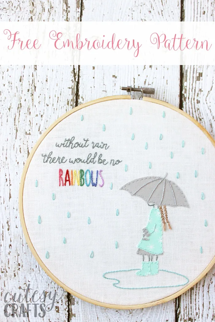 Without Rain Free Hand Embroidery Design Cutesy Crafts